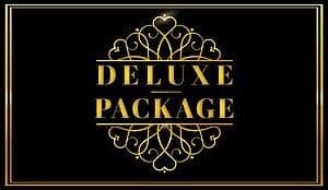 Edles Deluxe Package Logo in Gold mit Ornamenten auf schwarzem Hintergrund